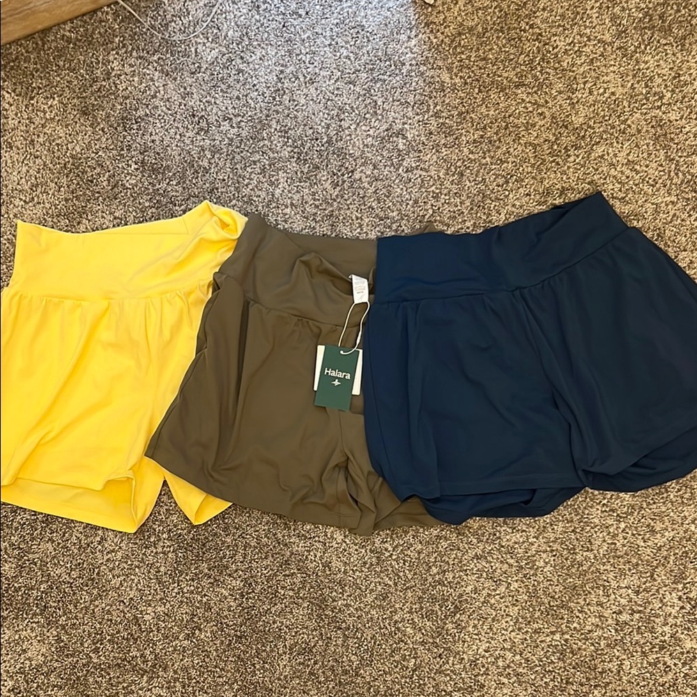 HALARA Women's Athletic Shorts - Yellow, Olive Green, Majolica blue
